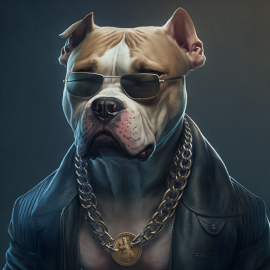 Badass dog gangster with big gold chain and sunglasses